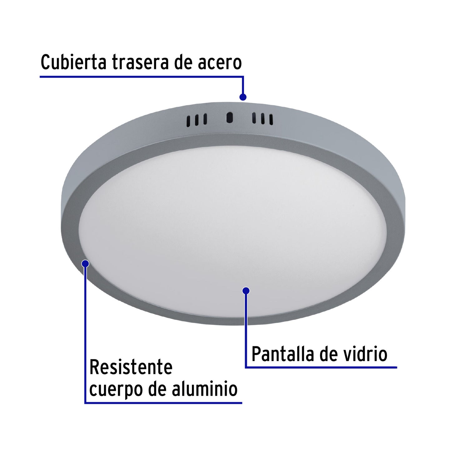 Luminario LED plafón 24W 6500K, redondo, gris, VOLTECK | PLA-217L | 47349