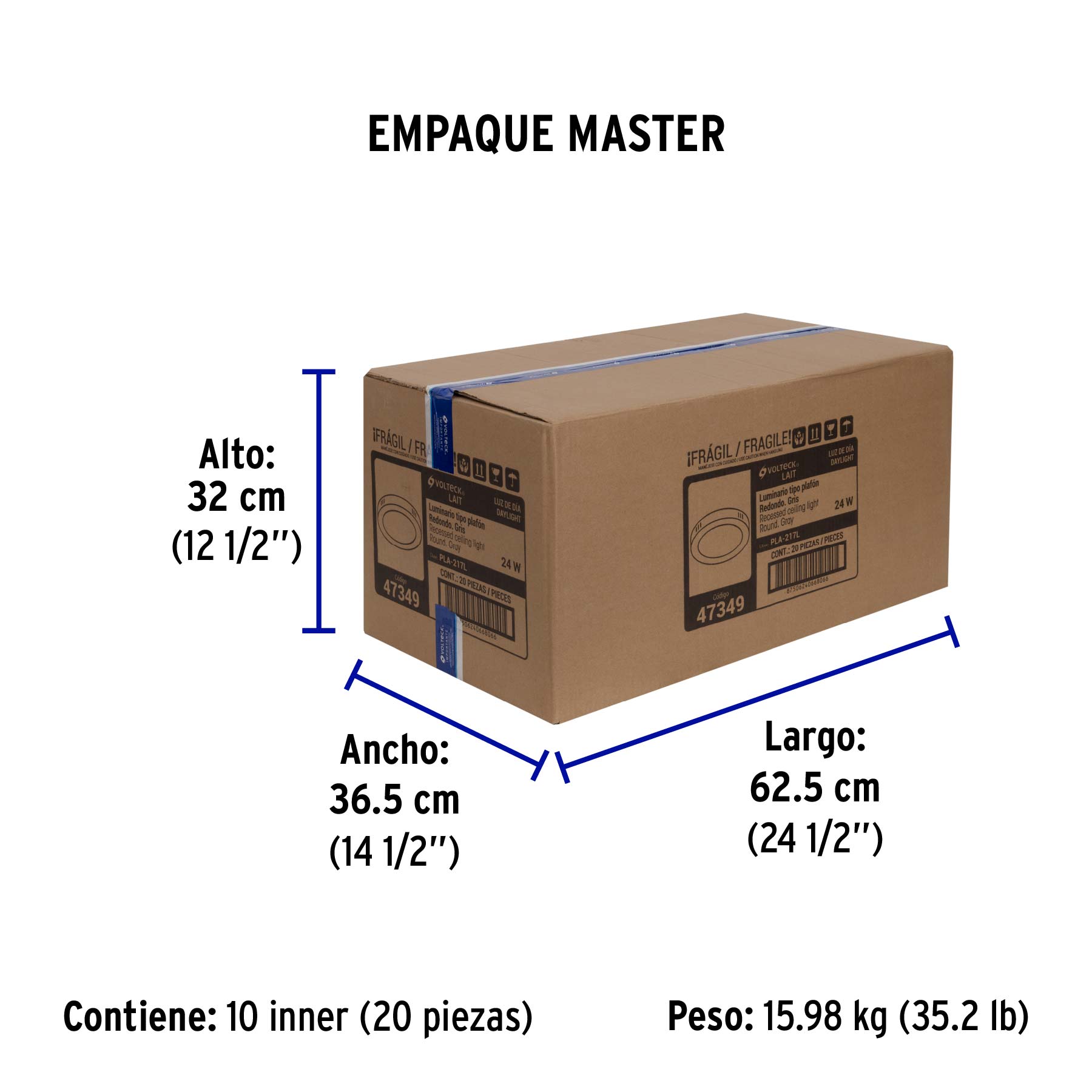 Luminario LED plafón 24W 6500K, redondo, gris, VOLTECK | PLA-217L | 47349