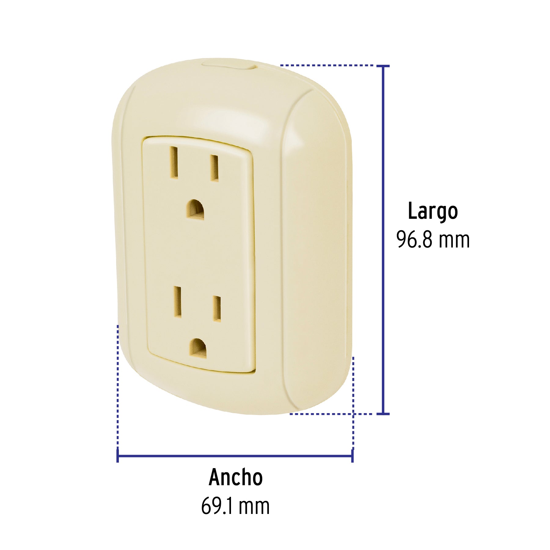 Contacto de sobreponer dúplex 2 polos+ tierra, ABS, Volteck | COSO-DA-2 | 47350