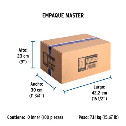 Contacto de sobreponer dúplex 2 polos+ tierra, ABS, Volteck | COSO-DA-2 | 47350