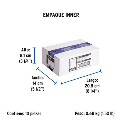 Contacto de sobreponer dúplex 2 polos+ tierra, ABS, Volteck | COSO-DA-2 | 47350