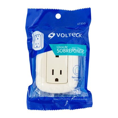 Contacto de sobreponer dúplex 2 polos+ tierra, ABS, Volteck | COSO-DA-2 | 47350