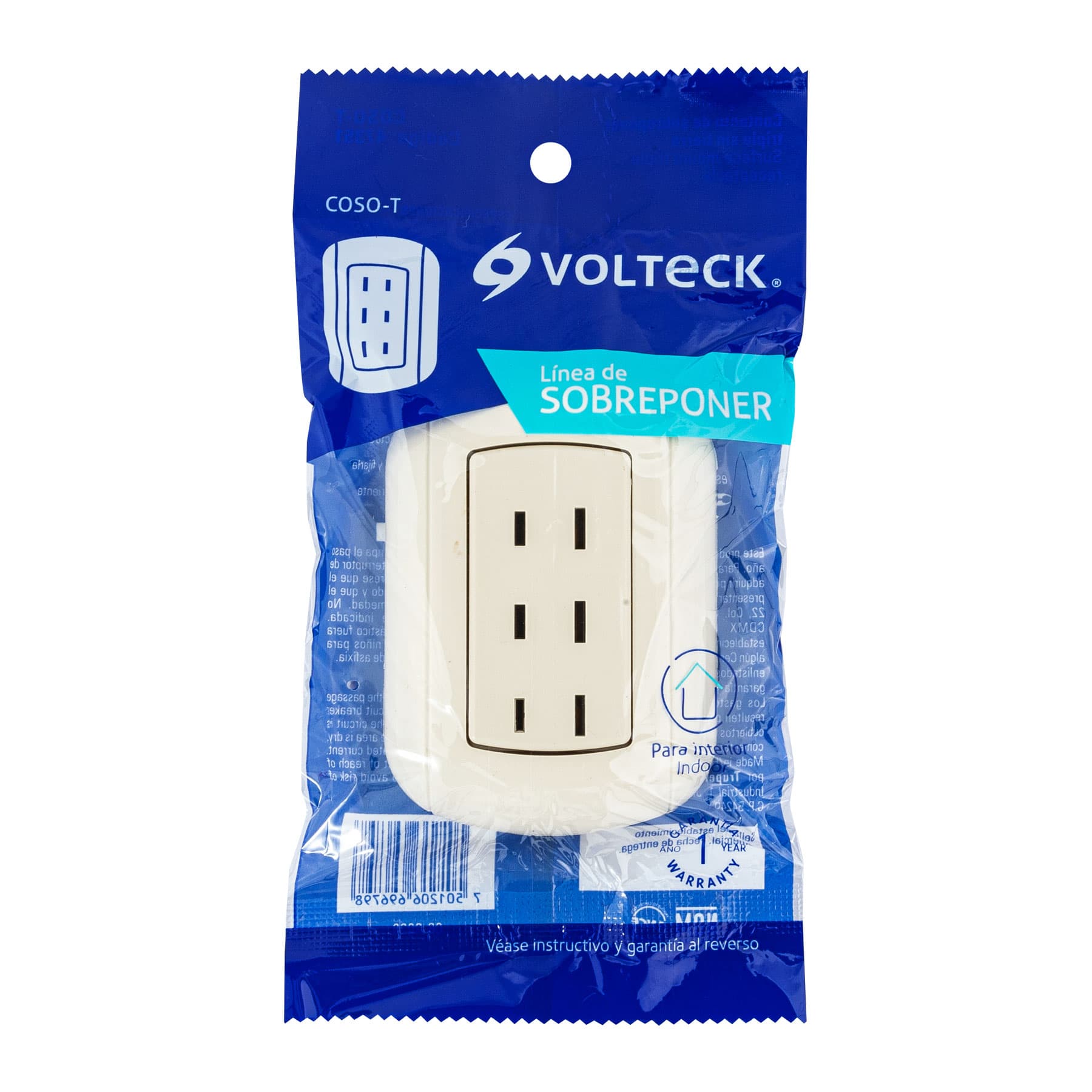 Contacto de sobreponer triple sin tierra, Volteck | COSO-T | 47351