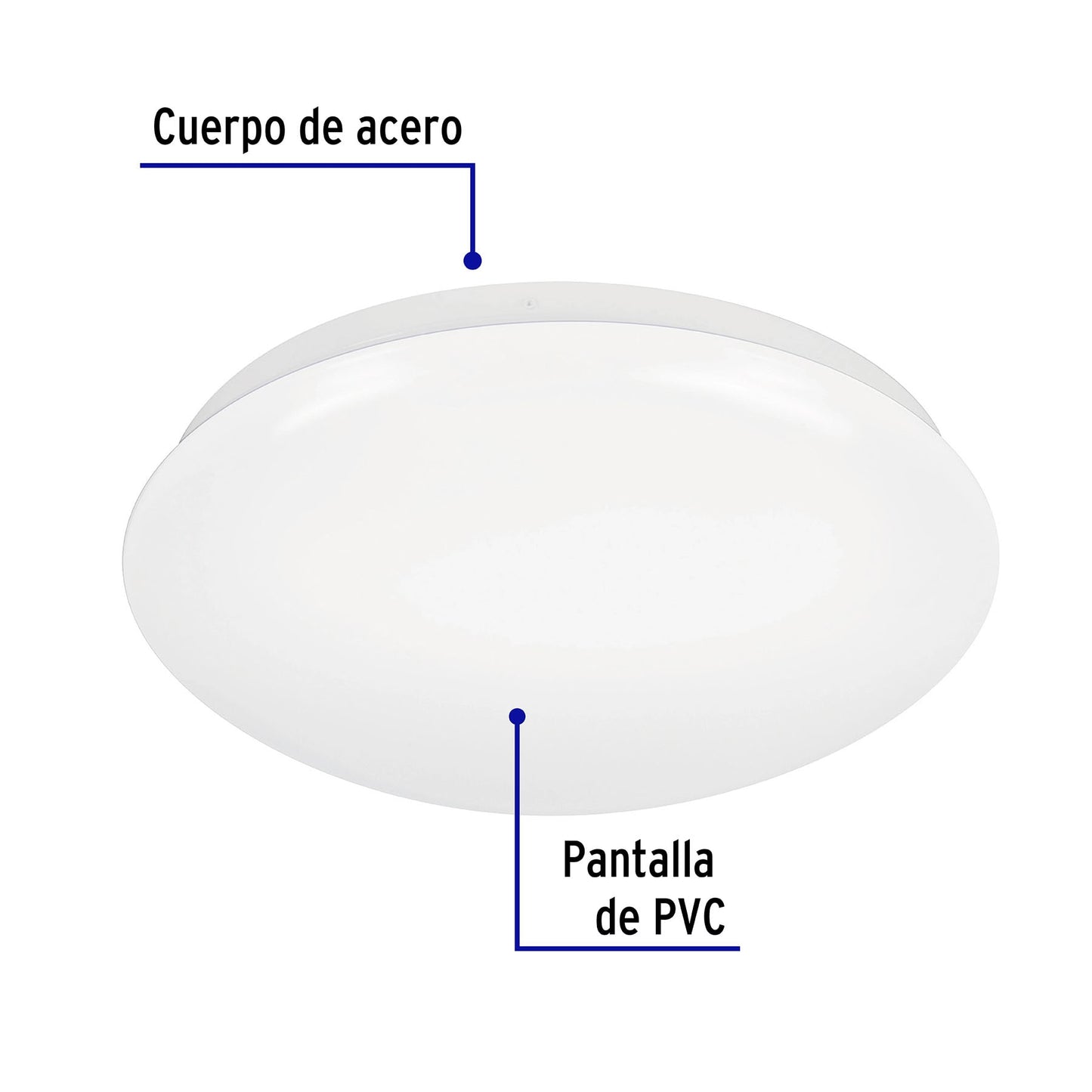 Luminario LED plafón decorativo 18W 6500K, liso, BASIC | PLA-102L | 47376