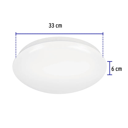 Luminario LED plafón decorativo 18W 6500K, liso, BASIC | PLA-102L | 47376