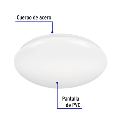 Luminario LED plafón decorativo 22W 6500K, liso, BASIC | PLA-103L | 47377