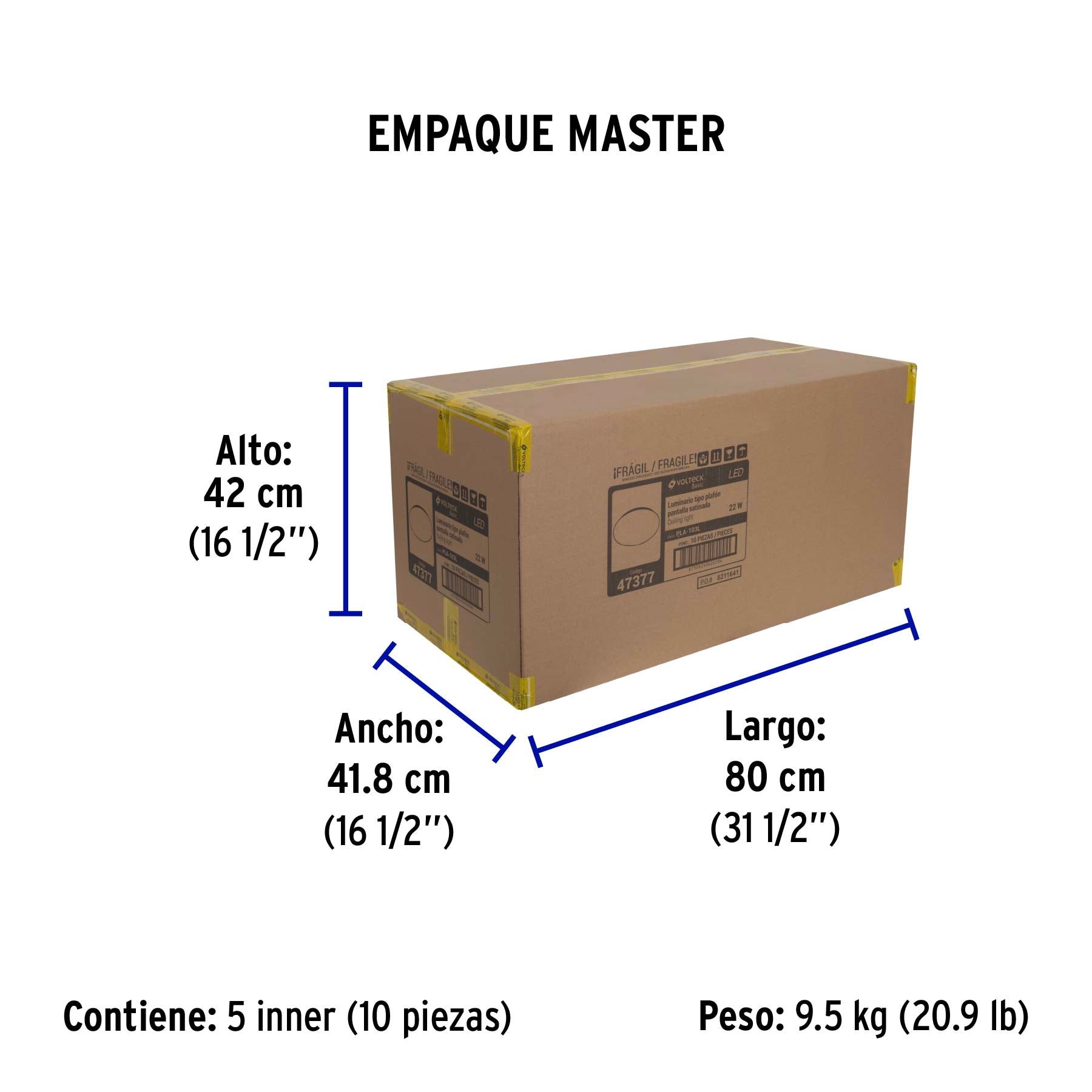 Luminario LED plafón decorativo 22W 6500K, liso, BASIC | PLA-103L | 47377