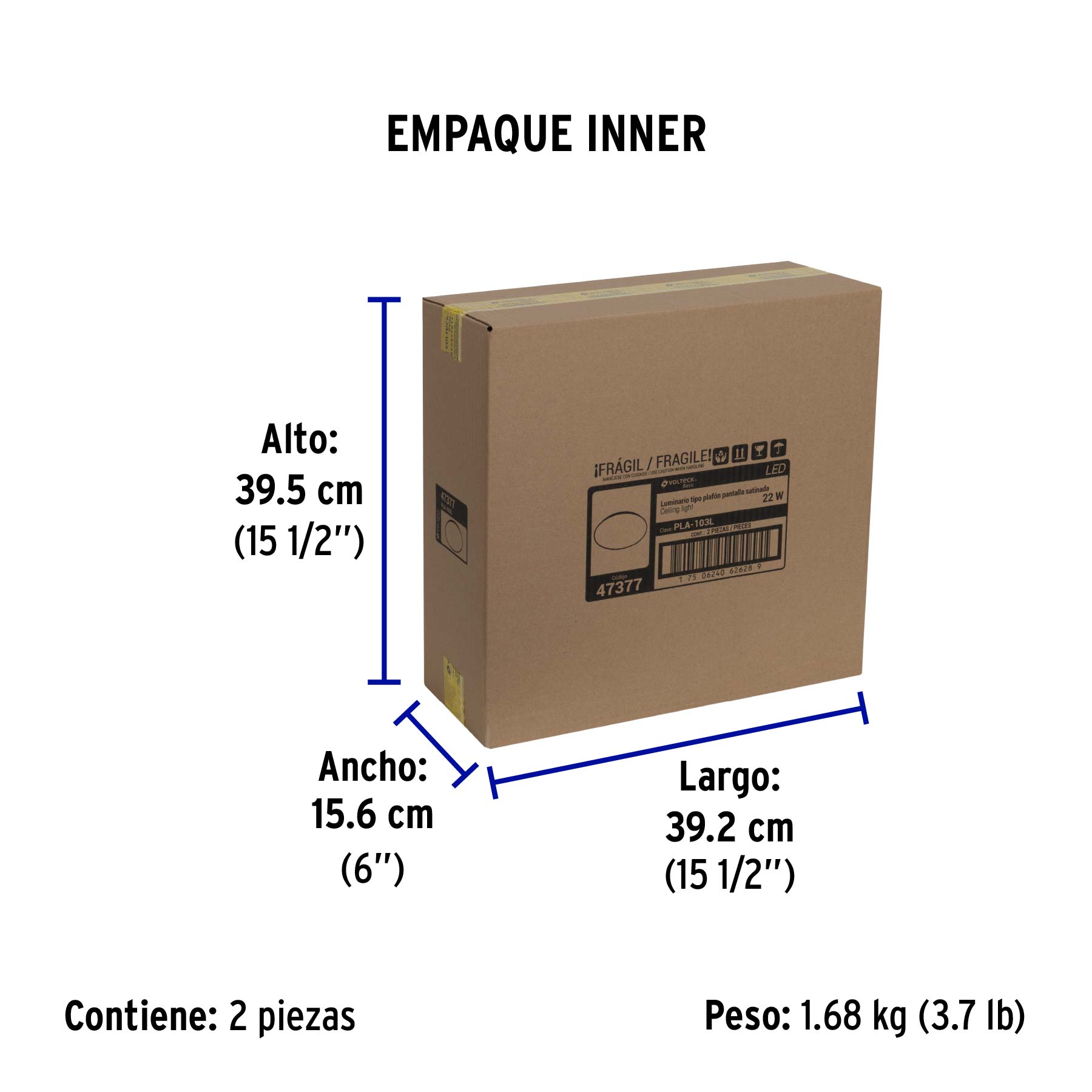 Luminario LED plafón decorativo 22W 6500K, liso, BASIC | PLA-103L | 47377