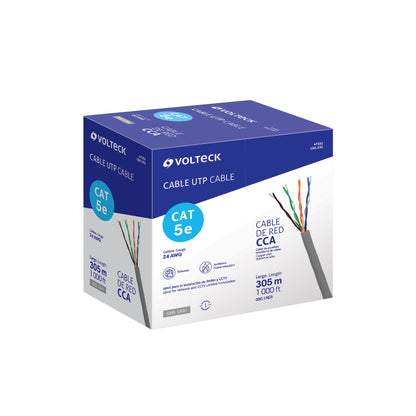 Metro de cable UTP CAT5E, Bobina de 305m, gris, VOLTECK | CBR-53G | 47382