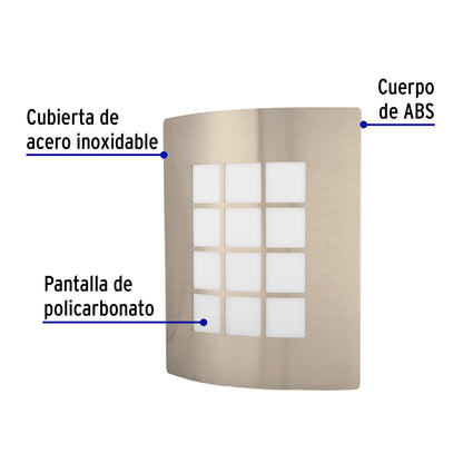Arbotante decorativo cuerpo acero inox, lámpara no incluida | ARB-003S | 47390
