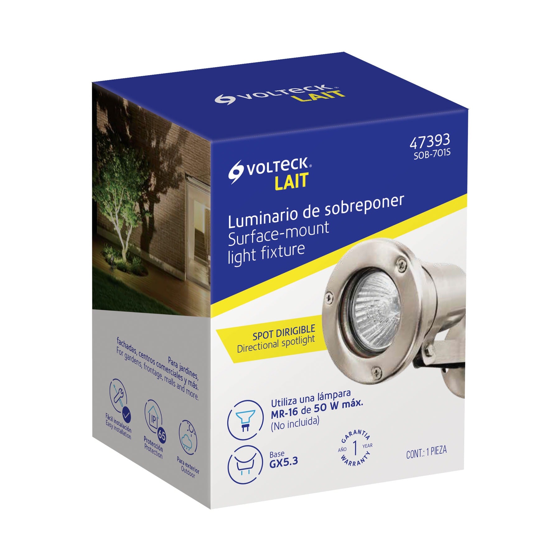 Sobrepuesto exterior, cilíndrico, spot, 1xMR16GU5.3, Volteck | SOB-701S | 47393