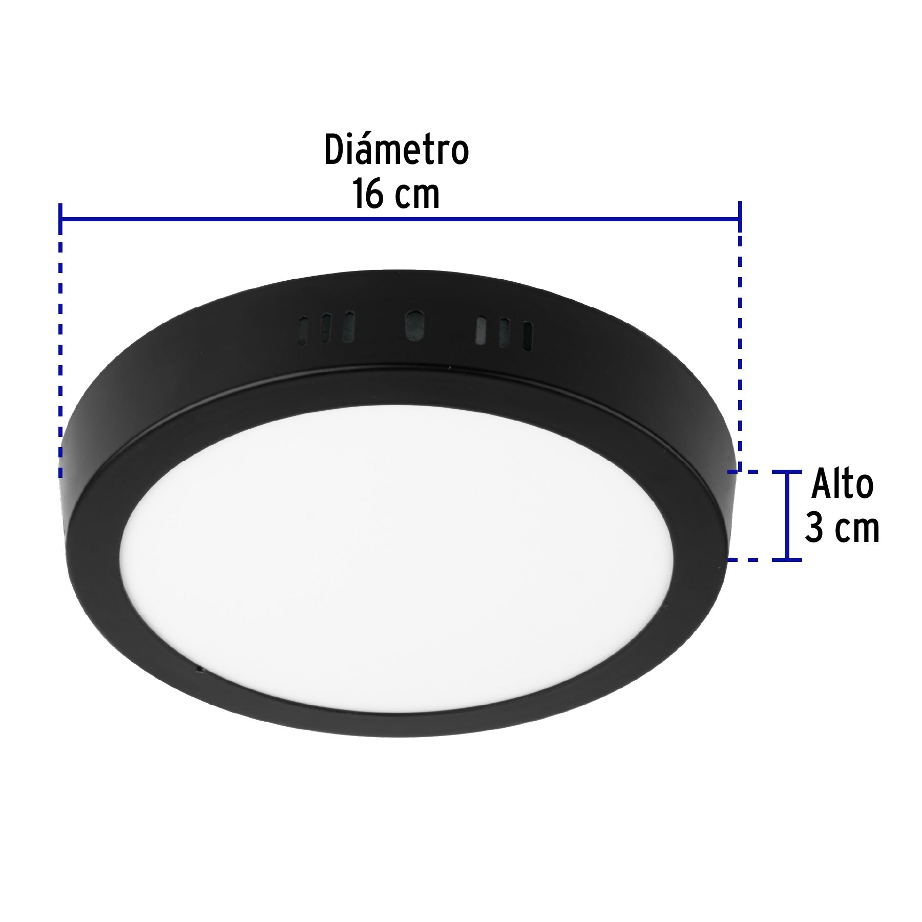 Luminario LED plafón 12W 6500K, redondo, negro, VOLTECK | PLA-225L | 47396