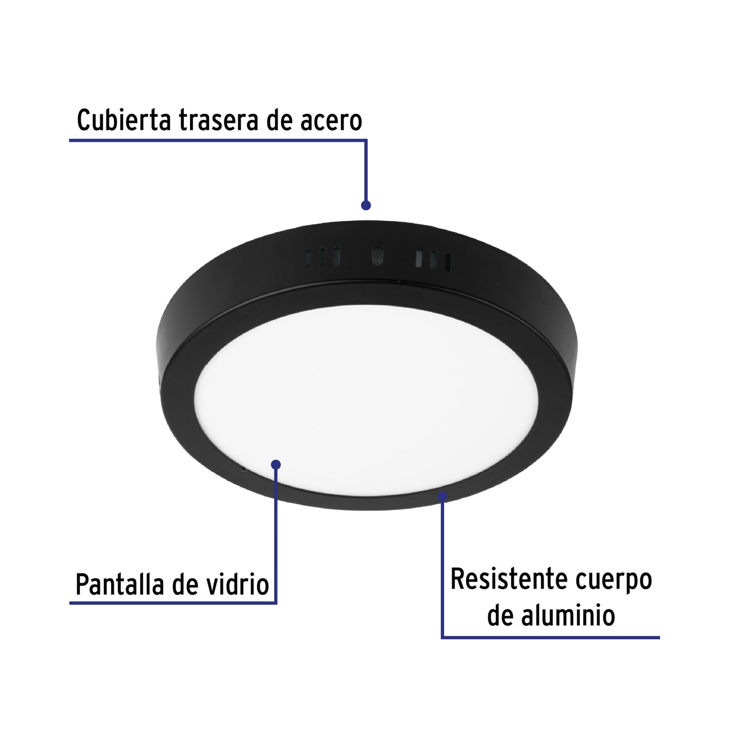 Luminario LED plafón 12W 6500K, redondo, negro, VOLTECK | PLA-225L | 47396