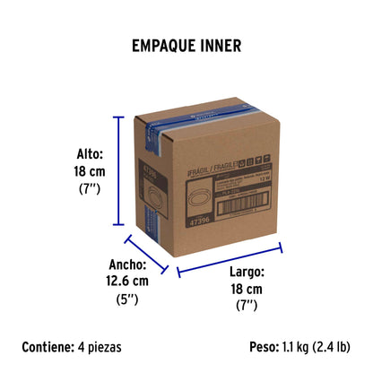 Luminario LED plafón 12W 6500K, redondo, negro, VOLTECK | PLA-225L | 47396