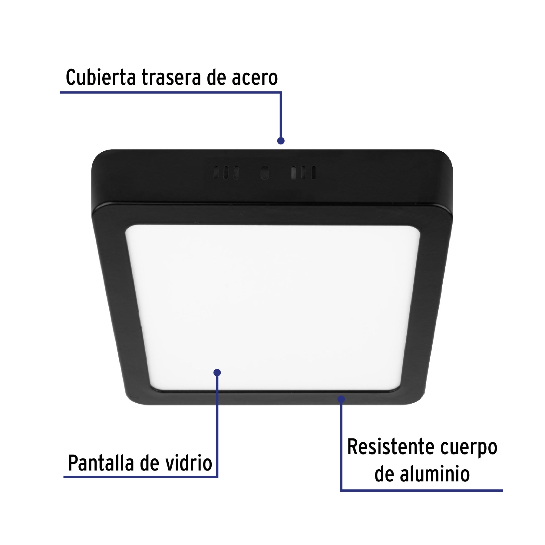 Luminario LED plafón 12W 6500K, cuadrado, negro, VOLTECK | PLA-231L | 47416