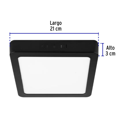 Luminario LED plafón 18W 6500K, cuadrado, negro, VOLTECK | PLA-232L | 47417