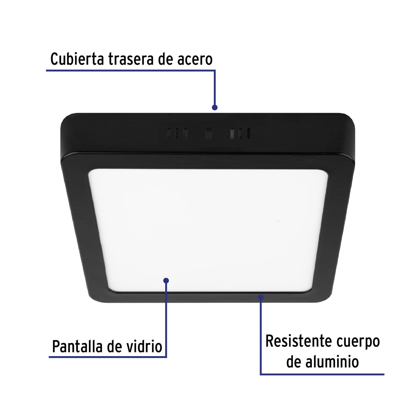Luminario LED plafón 18W 6500K, cuadrado, negro, VOLTECK | PLA-232L | 47417