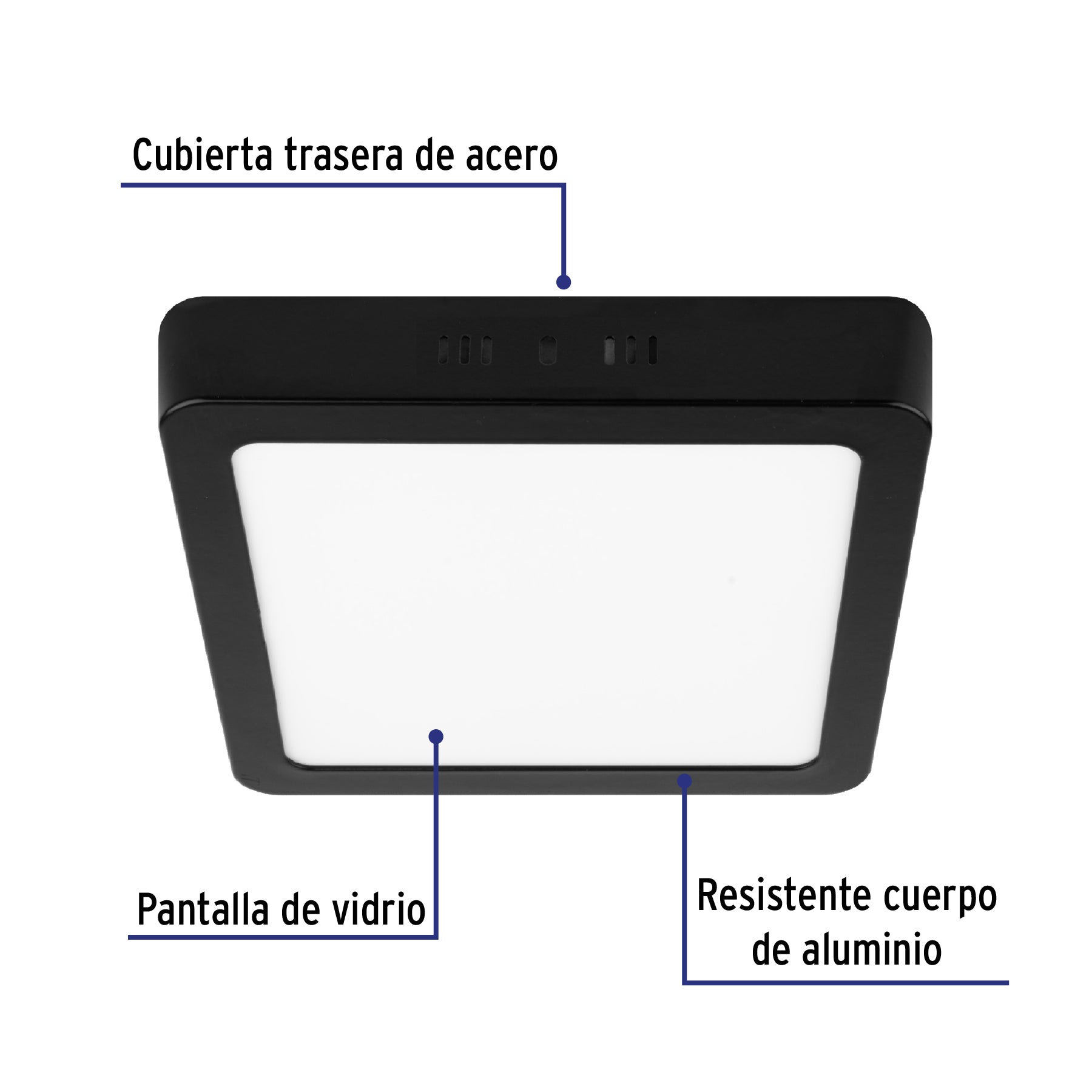 Luminario LED plafón 18W 6500K, cuadrado, negro, VOLTECK | PLA-232L | 47417
