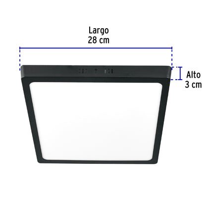 Luminario LED plafón 24W 6500K, cuadrado, negro, VOLTECK | PLA-233L | 47418