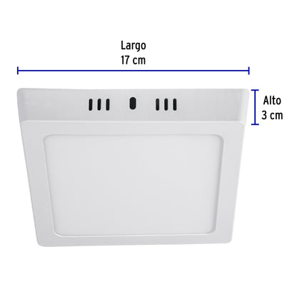 Luminario LED plafón 12W 6500K, cuadrado, blanco, VOLTECK | PLA-211L | 47443