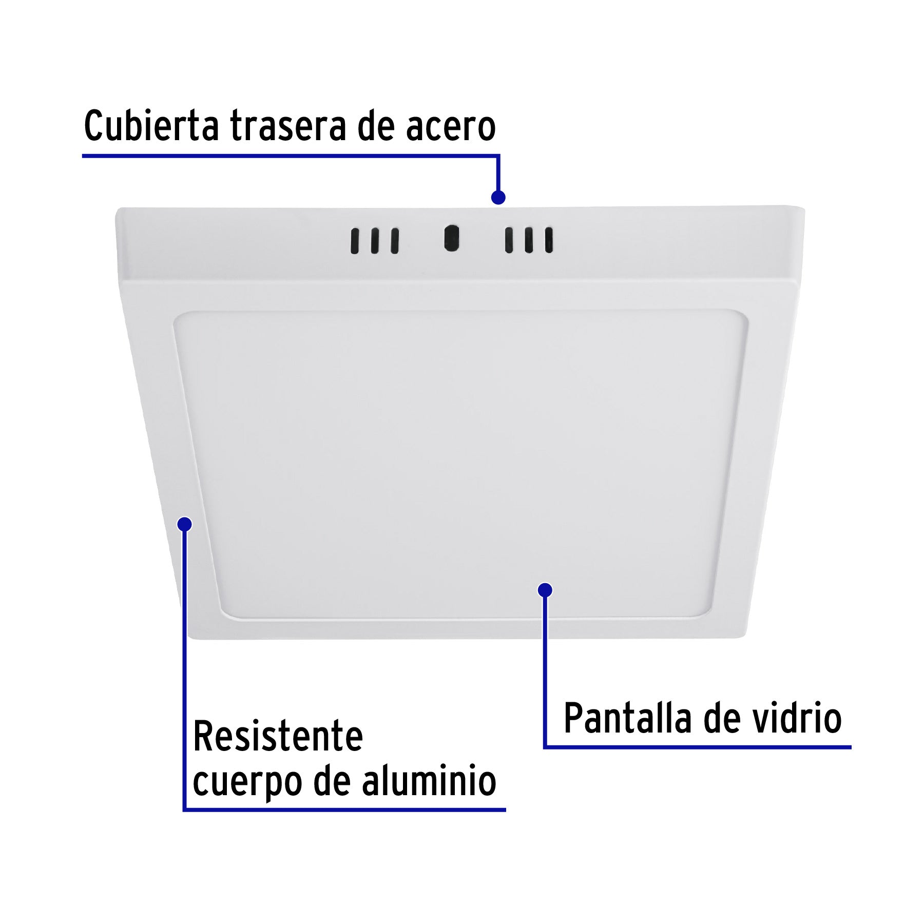 Luminario LED plafón 18W 6500K, cuadrado, blanco, VOLTECK | PLA-212L | 47444