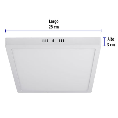 Luminario LED plafón 24W 6500K, cuadrado, blanco, VOLTECK | PLA-213L | 47445