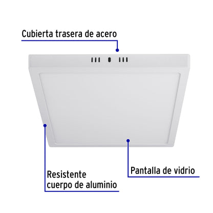 Luminario LED plafón 24W 6500K, cuadrado, blanco, VOLTECK | PLA-213L | 47445