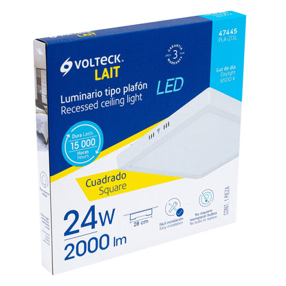 Luminario LED plafón 24W 6500K, cuadrado, blanco, VOLTECK | PLA-213L | 47445