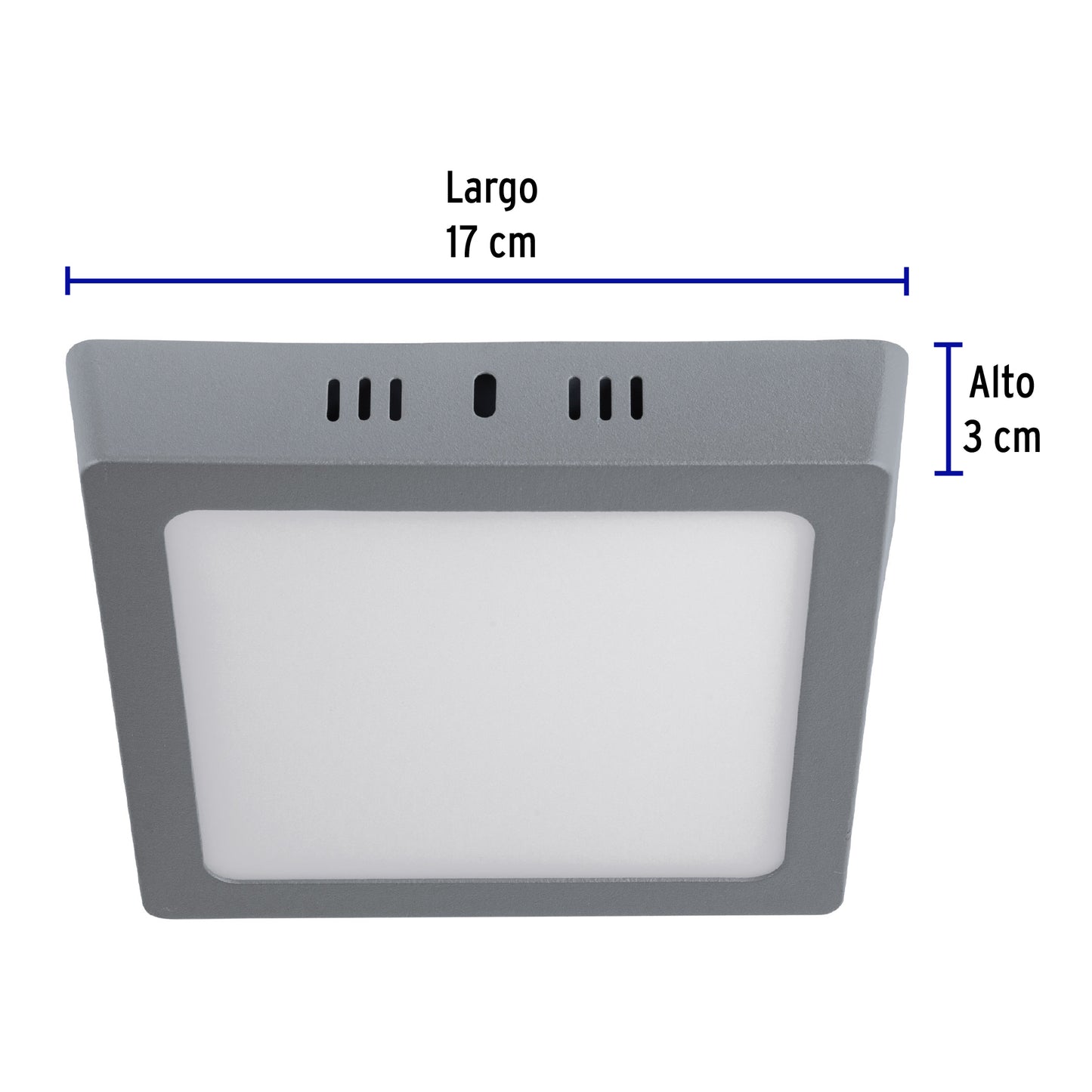 Luminario LED plafón 12W 6500K, cuadrado, gris, VOLTECK | PLA-219L | 47447