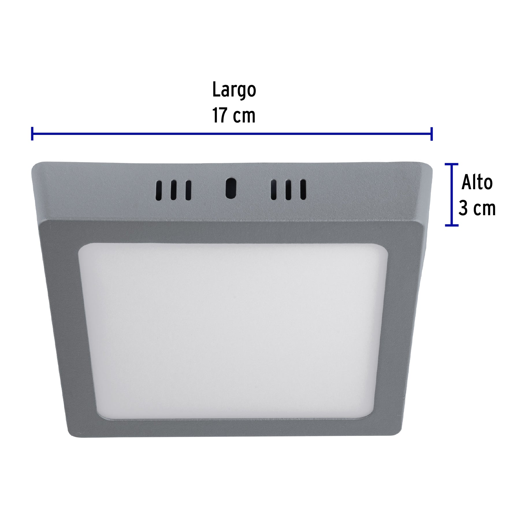 Luminario LED plafón 12W 6500K, cuadrado, gris, VOLTECK | PLA-219L | 47447