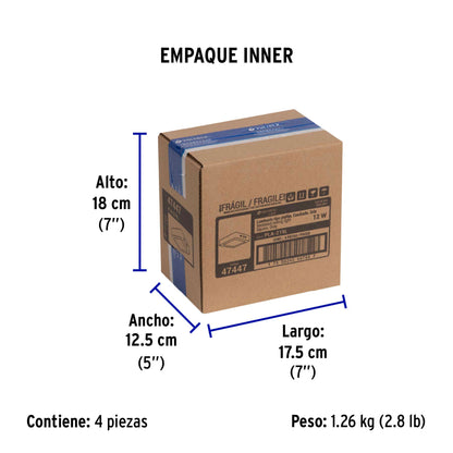 Luminario LED plafón 12W 6500K, cuadrado, gris, VOLTECK | PLA-219L | 47447