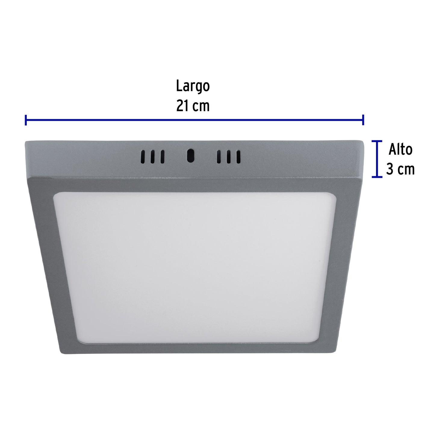 Luminario LED plafón 18W 6500K, cuadrado, gris, VOLTECK | PLA-220L | 47448