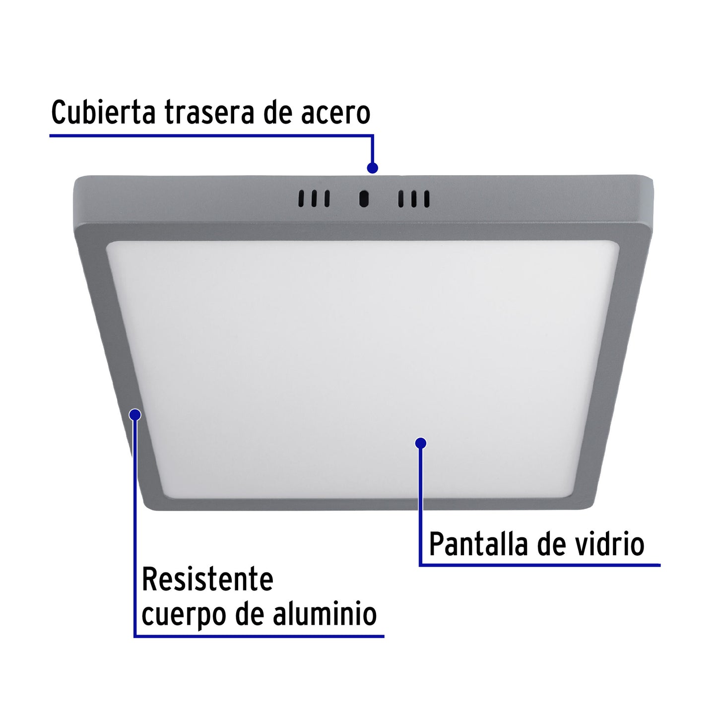 Luminario LED plafón 24W 6500K, cuadrado, gris, VOLTECK | PLA-221L | 47449