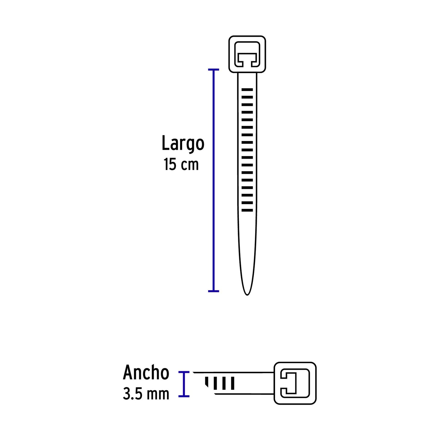 Bolsa con 1000 cinchos plásticos 40lb, 150x3.5 mm, naturales | CIN-4015-M | 47460