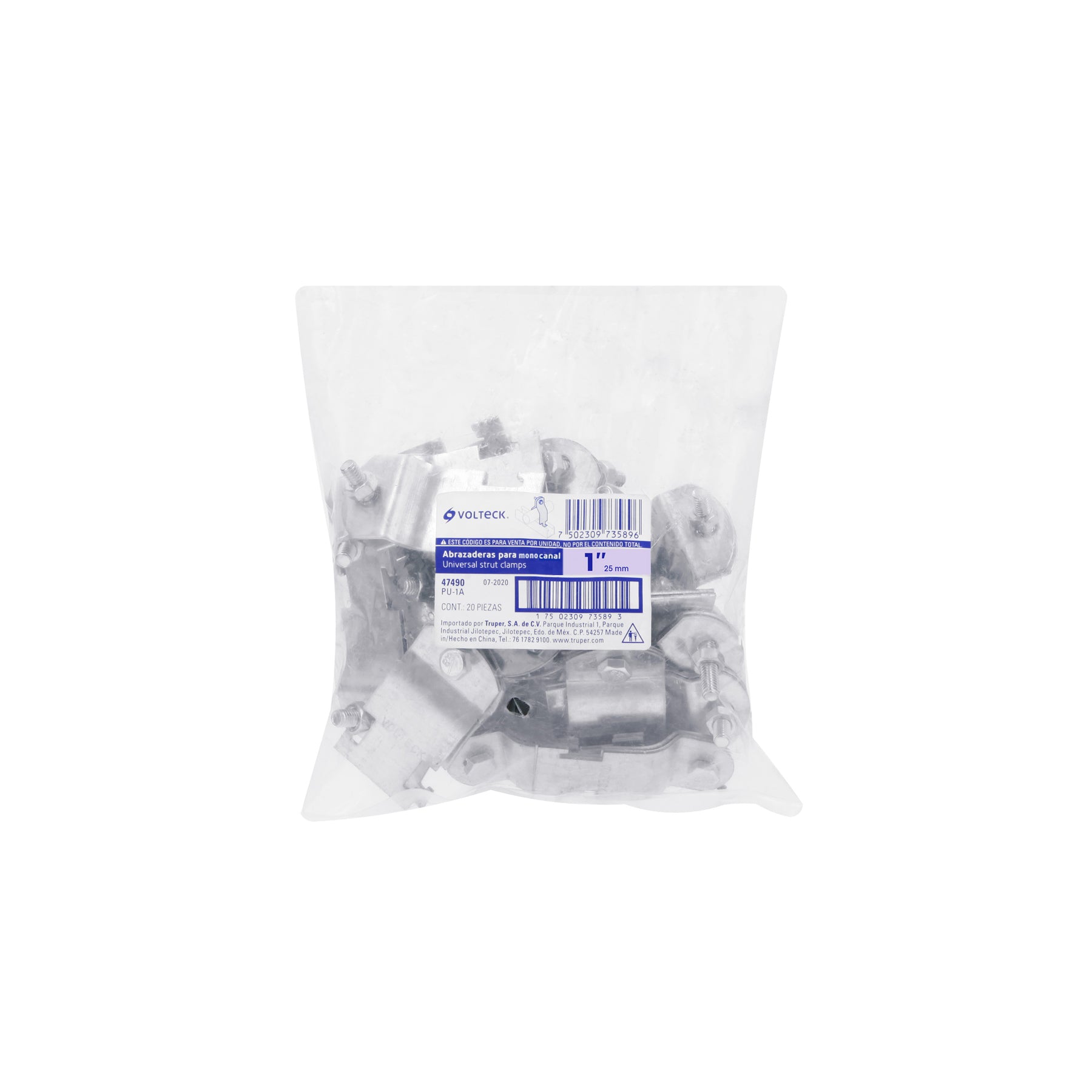 Abrazadera para perfil monocanal de 1', VOLTECK | PU-1A | 47490