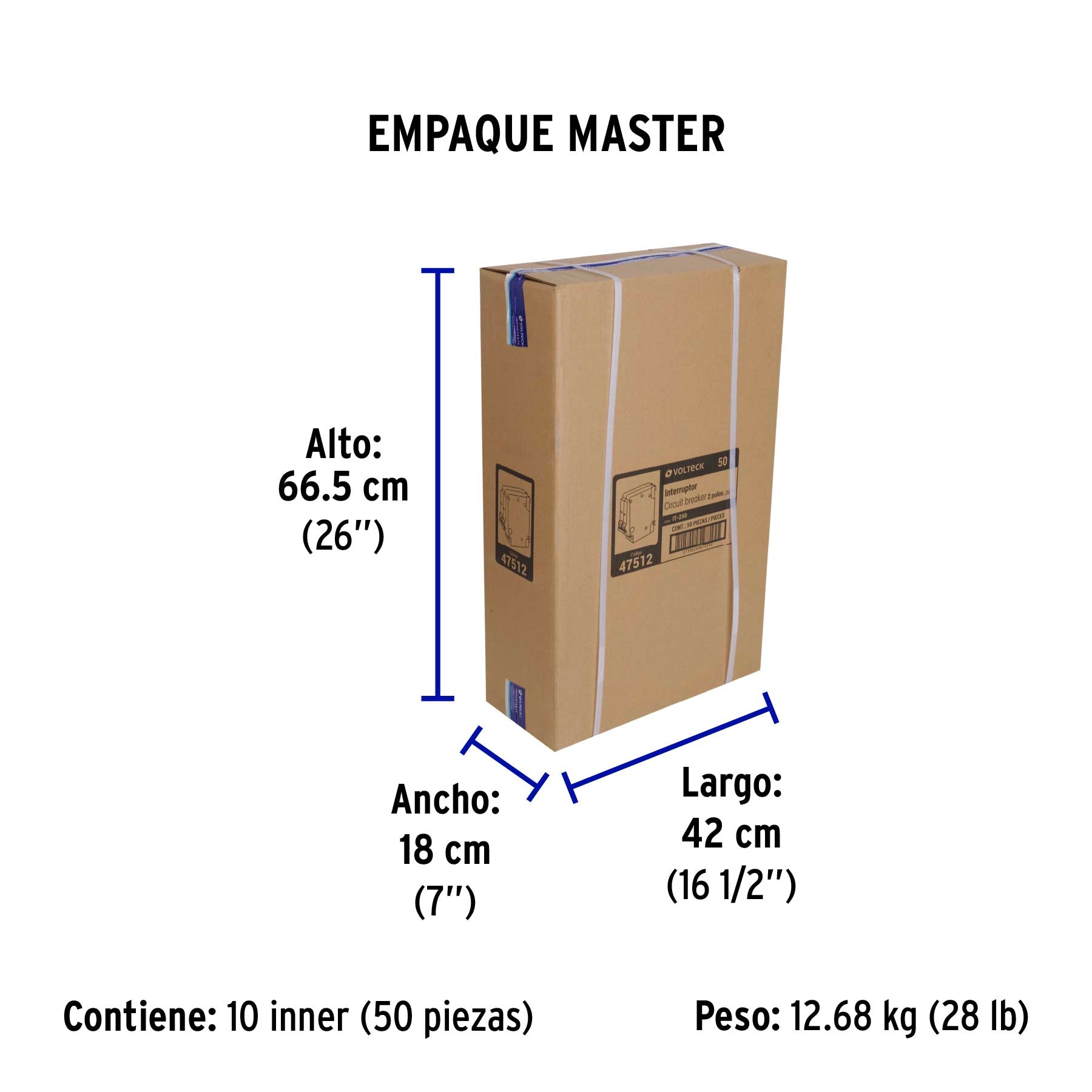 Interruptor de 2 polos 50A, enchufable, VOLTECK | IT-250 | 47512