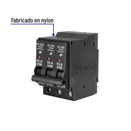 Interruptor de 3 polos 15A, enchufable, VOLTECK | IT-315 | 47513