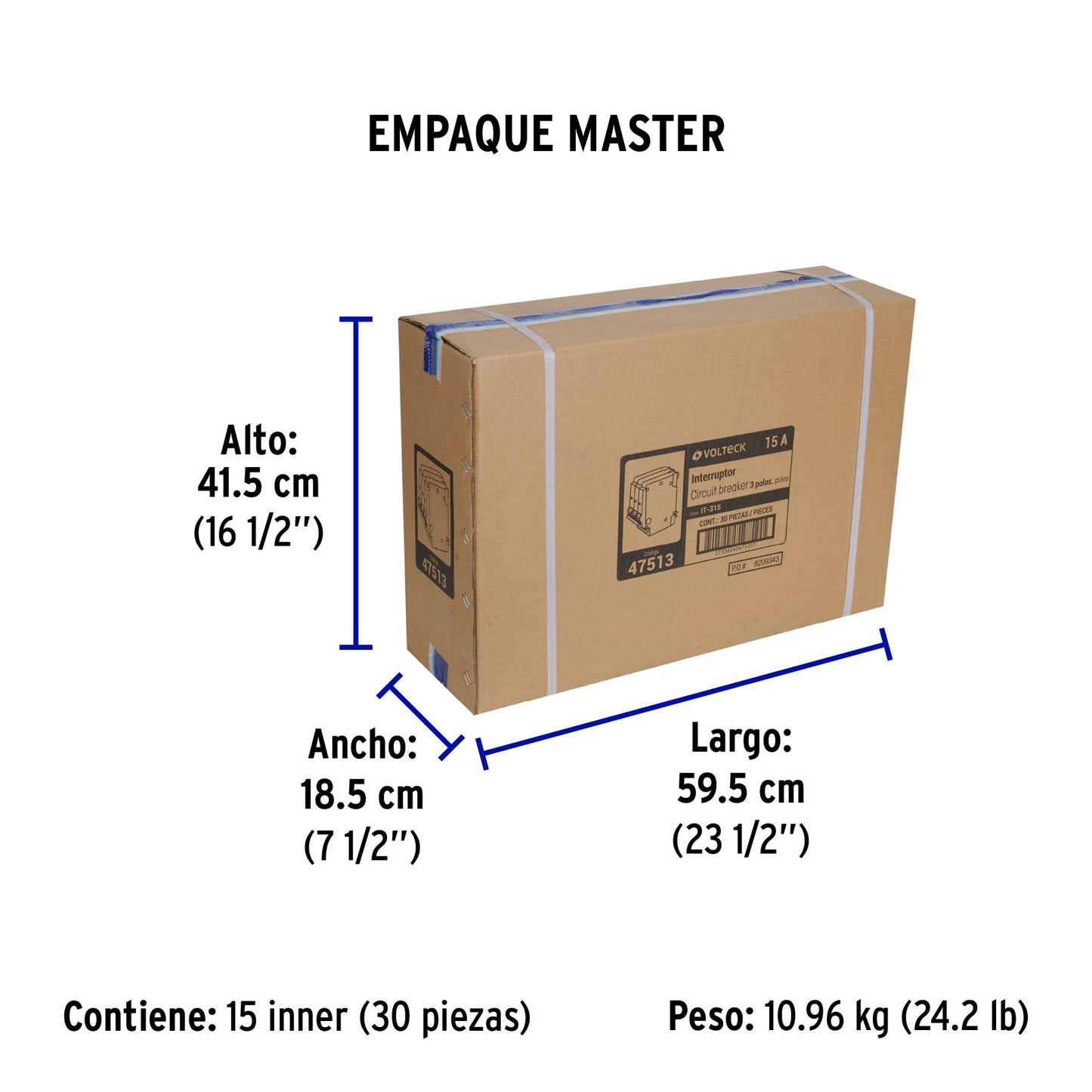 Interruptor de 3 polos 15A, enchufable, VOLTECK | IT-315 | 47513