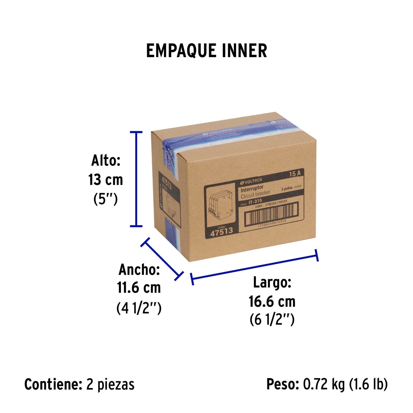 Interruptor de 3 polos 15A, enchufable, VOLTECK | IT-315 | 47513