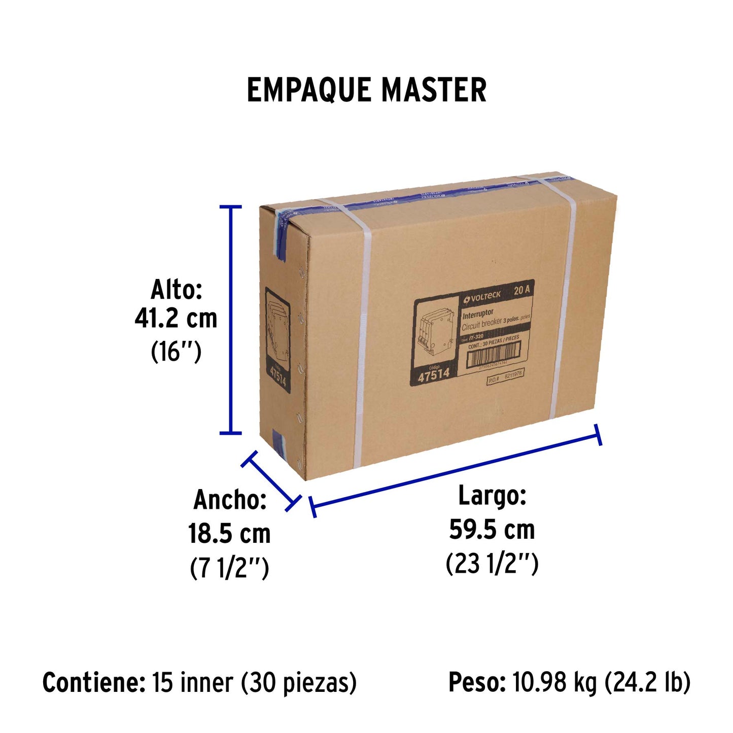 Interruptor de 3 polos 20A, enchufable, VOLTECK | IT-320 | 47514