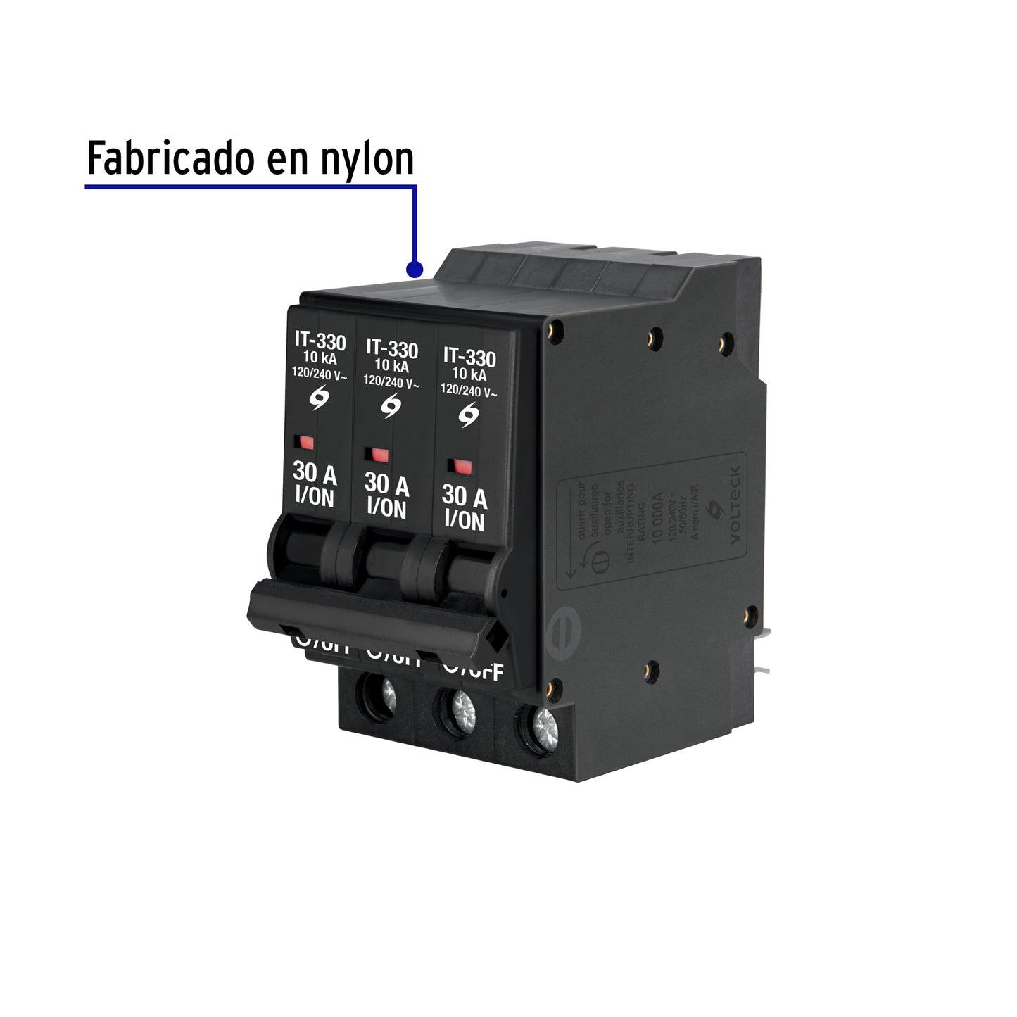 Interruptor de 3 polos 30A, enchufable, VOLTECK | IT-330 | 47515