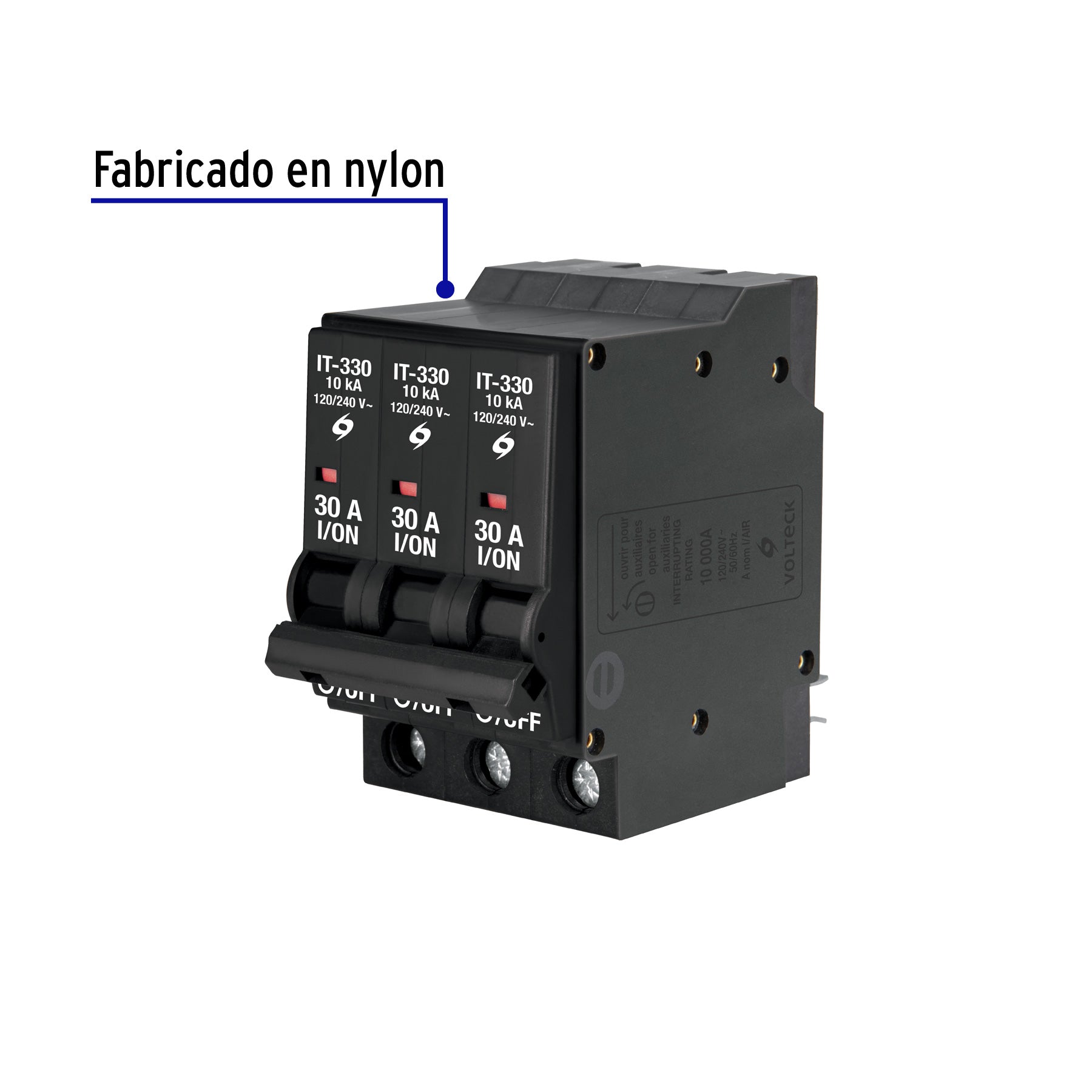 Interruptor de 3 polos 30A, enchufable, VOLTECK | IT-330 | 47515