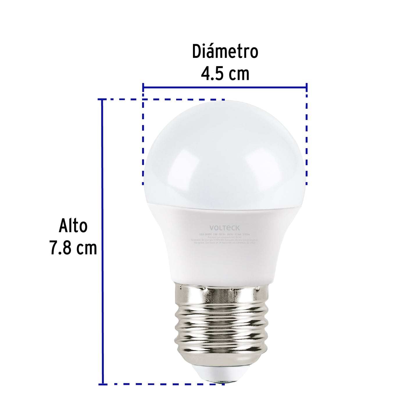 Lámpara LED G45 3 W (equiv. 25 W), luz de día, caja, Volteck | LED-30GFC | 47542