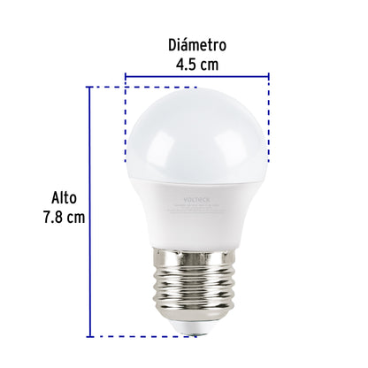 Lámpara LED G45 3 W (equiv. 25 W), luz de día, caja, Volteck | LED-30GFC | 47542