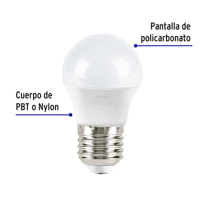 Lámpara LED G45 3 W (equiv. 25 W), luz de día, caja, Volteck | LED-30GFC | 47542
