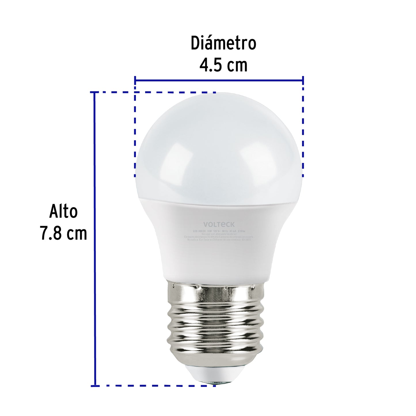 Lámpara LED G45 3 W (equiv. 25 W), luz cálida, caja, Volteck | LED-30GCC | 47543