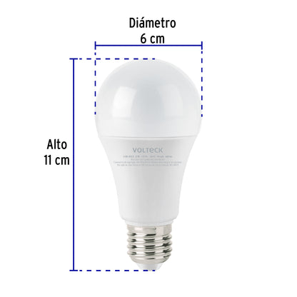 Lámpara LED tipo bulbo A19 6 W luz cálida, caja, Volteck | LED-40CC | 47545