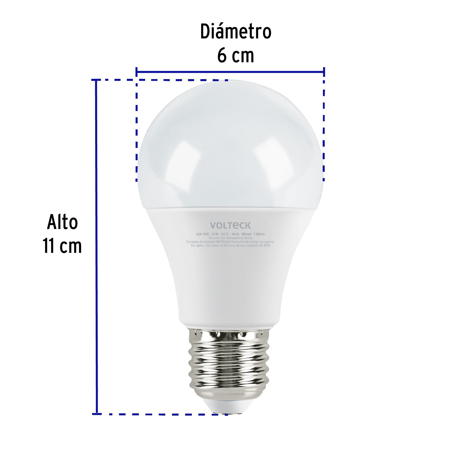 Lámpara LED A19 12 W (equiv. 75 W), luz de día, caja Volteck | LED-75FC | 47548