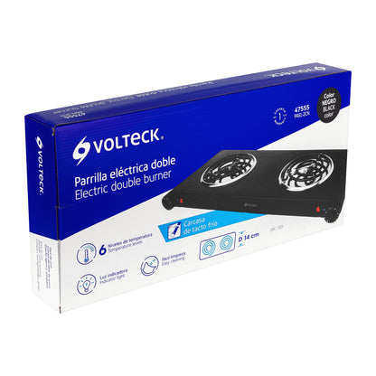 Parrilla eléctrica 2 quemadores en espiral, negra, VOLTECK | PAEL-2CN | 47555