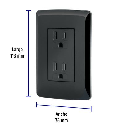 Contacto dúplex aterrizado, color negro, línea Italiana | CODO-IN | 47588